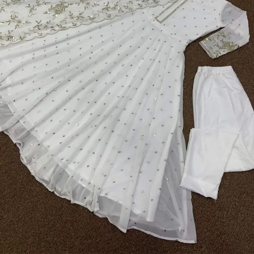 Advaxe Stitched Gujarati Sequence Work Gown Four Piece - Image 1